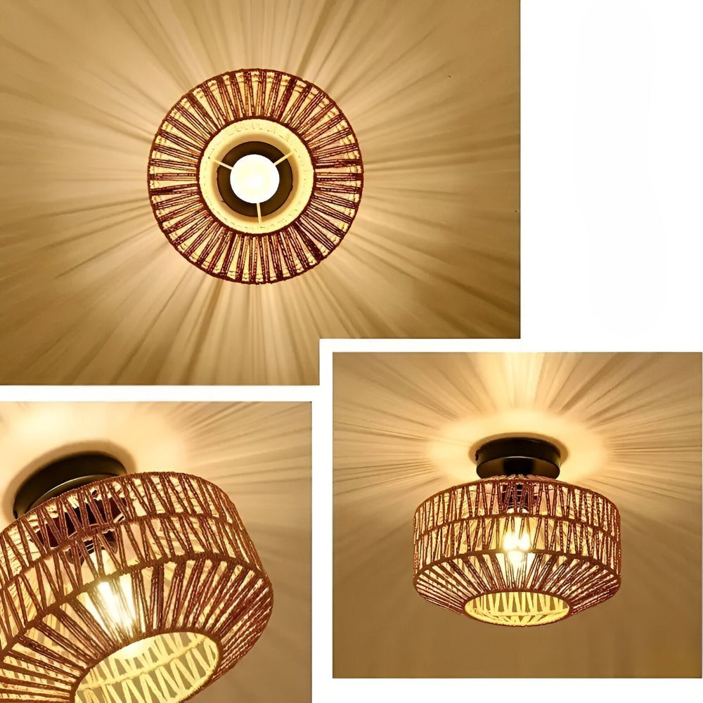 Flettet loftslampe Boho loftslampe i naturfiber
