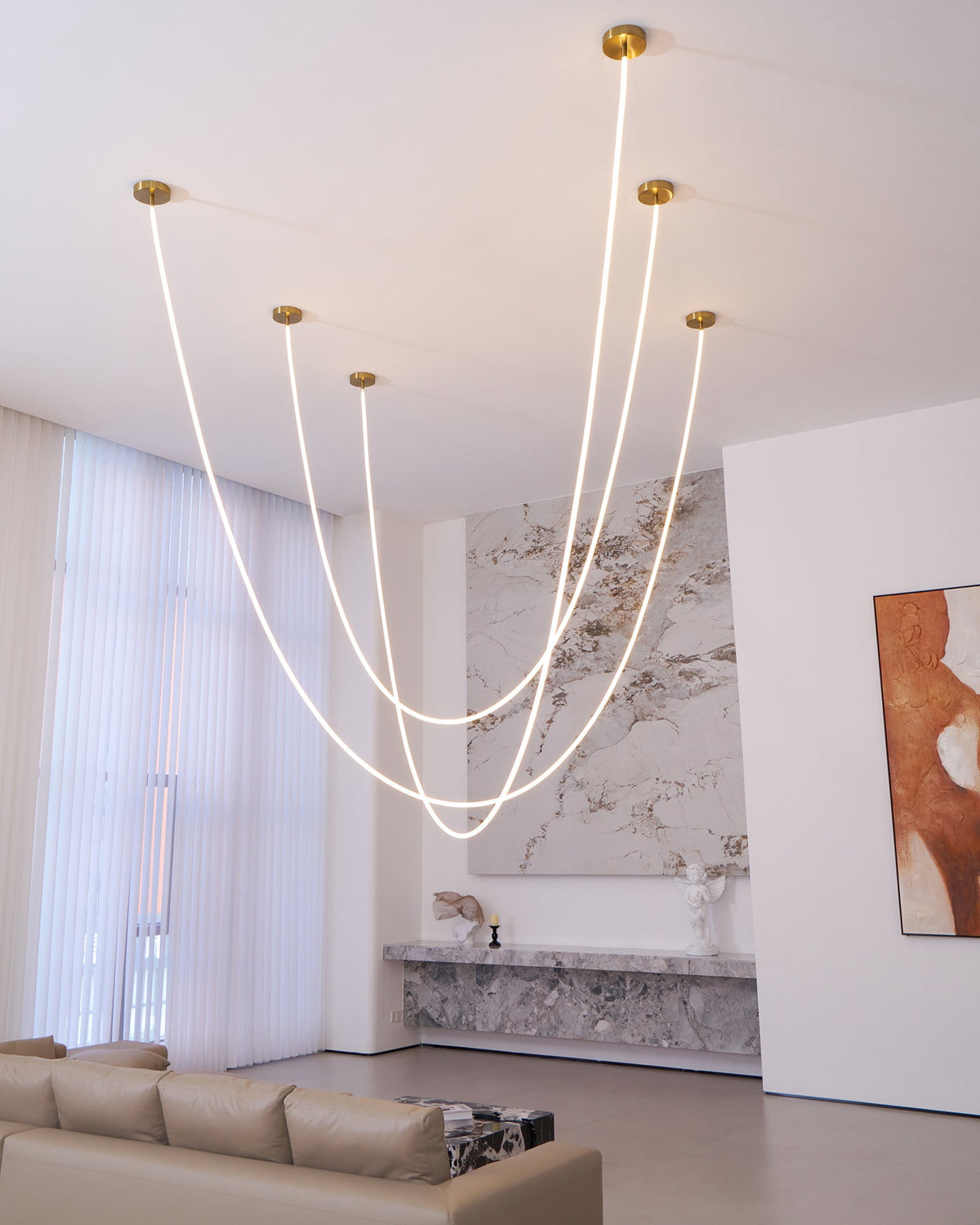 Flexible LED Ribbon Pendant Light Silicone Strip Custom Length Lighting