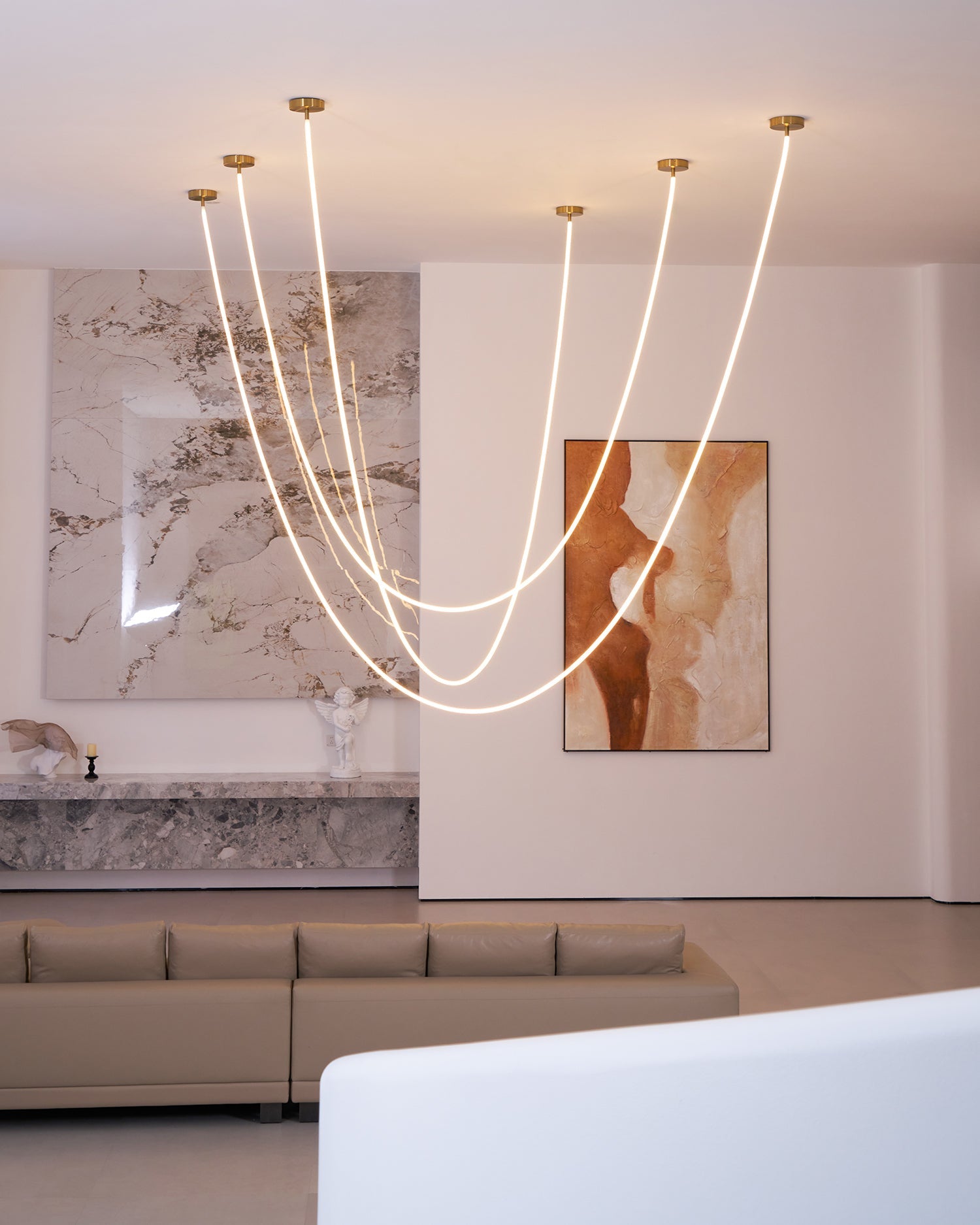 Flexible LED Ribbon Pendant Light Silicone Strip Custom Length Lighting