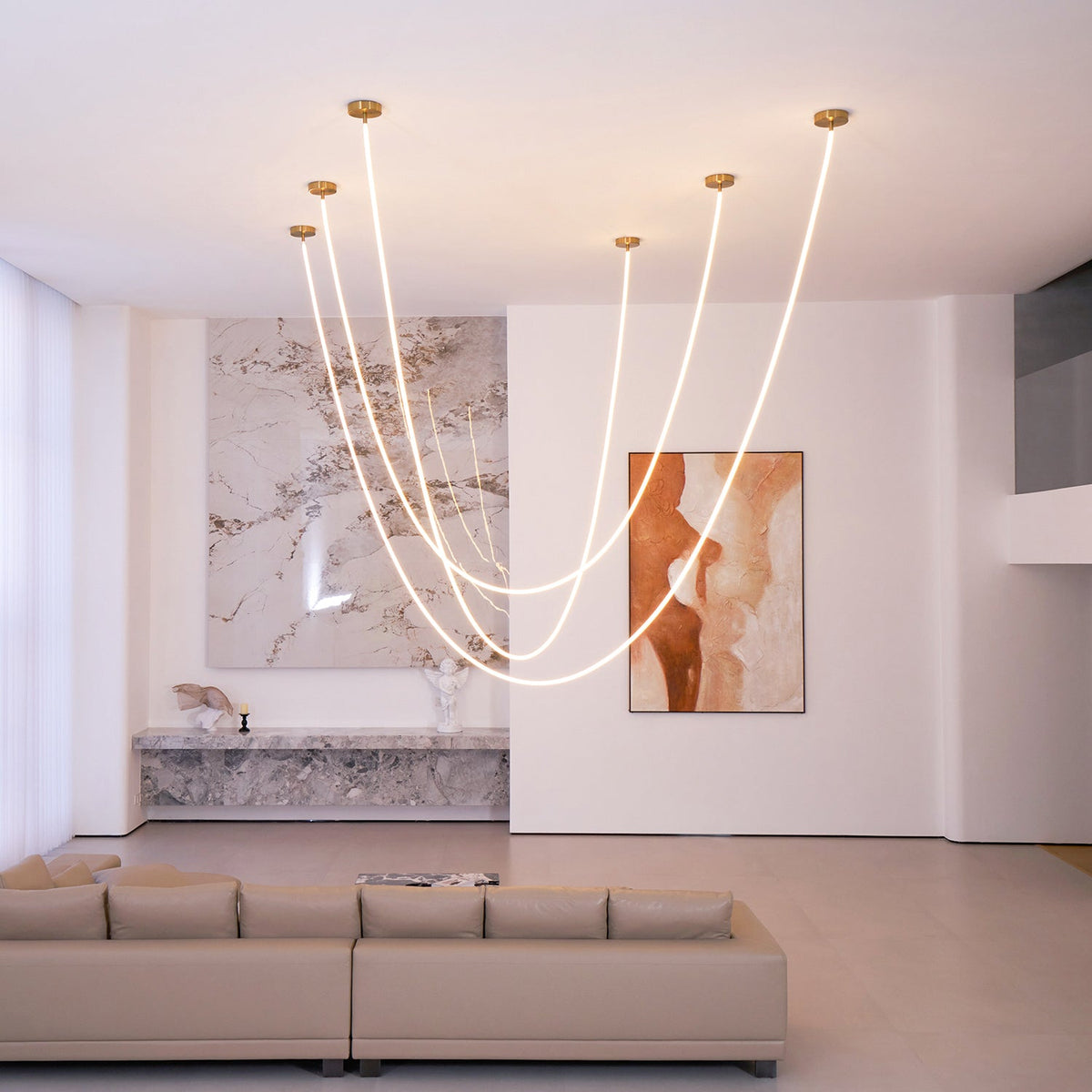 Flexible LED Ribbon Pendant Light Silicone Strip Custom Length Lighting