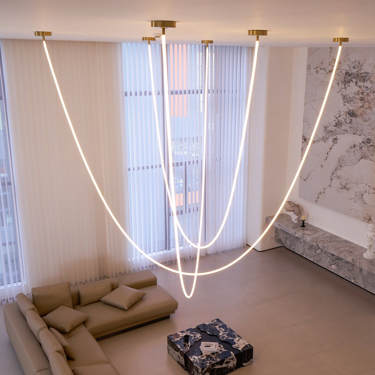 Flexible LED Ribbon Pendant Light Silicone Strip Custom Length Lighting