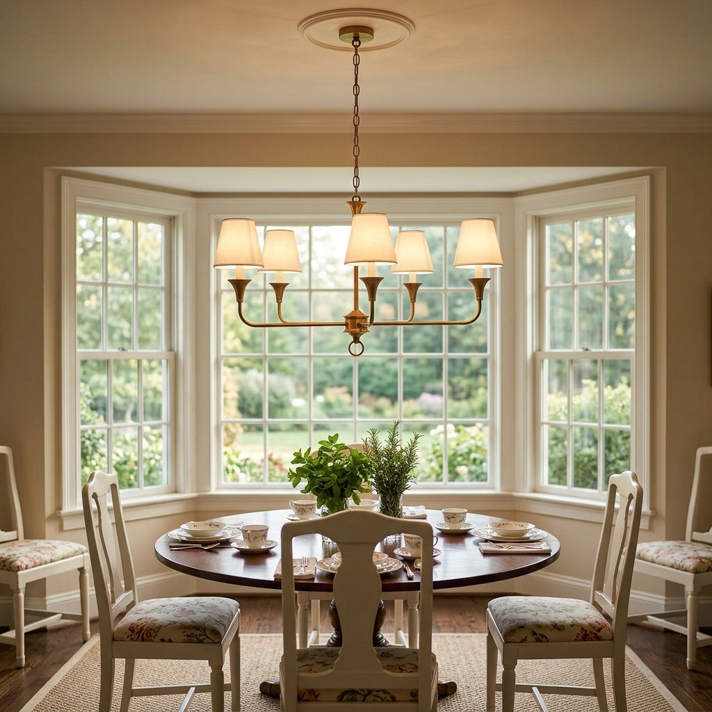 Brass Candle Chandelier Antique Hand Finished Arms for Dining Room