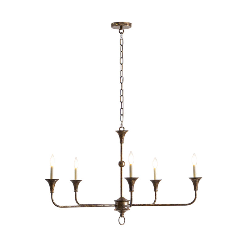 Brass Candle Chandelier Antique Hand Finished Arms for Dining Room