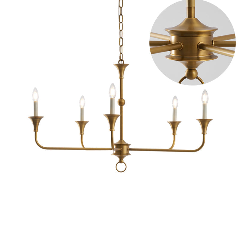 Brass Candle Chandelier Antique Hand Finished Arms for Dining Room