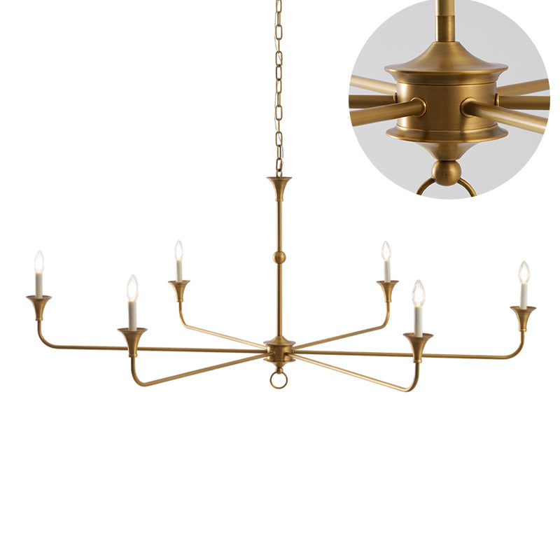 Brass Candle Chandelier Antique Hand Finished Arms for Dining Room