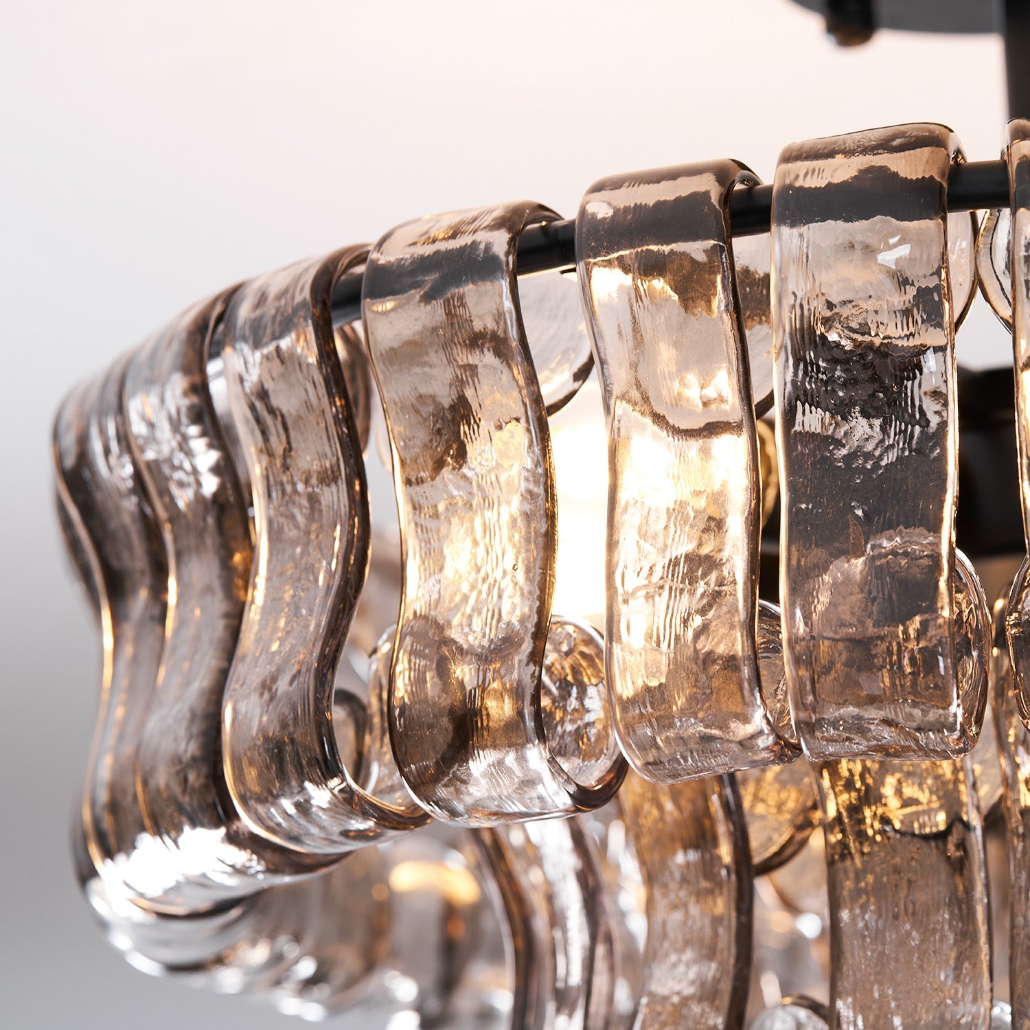 Sculptural Ice Glass Ceiling Light Hand Crafted Faceted Shades Foyer