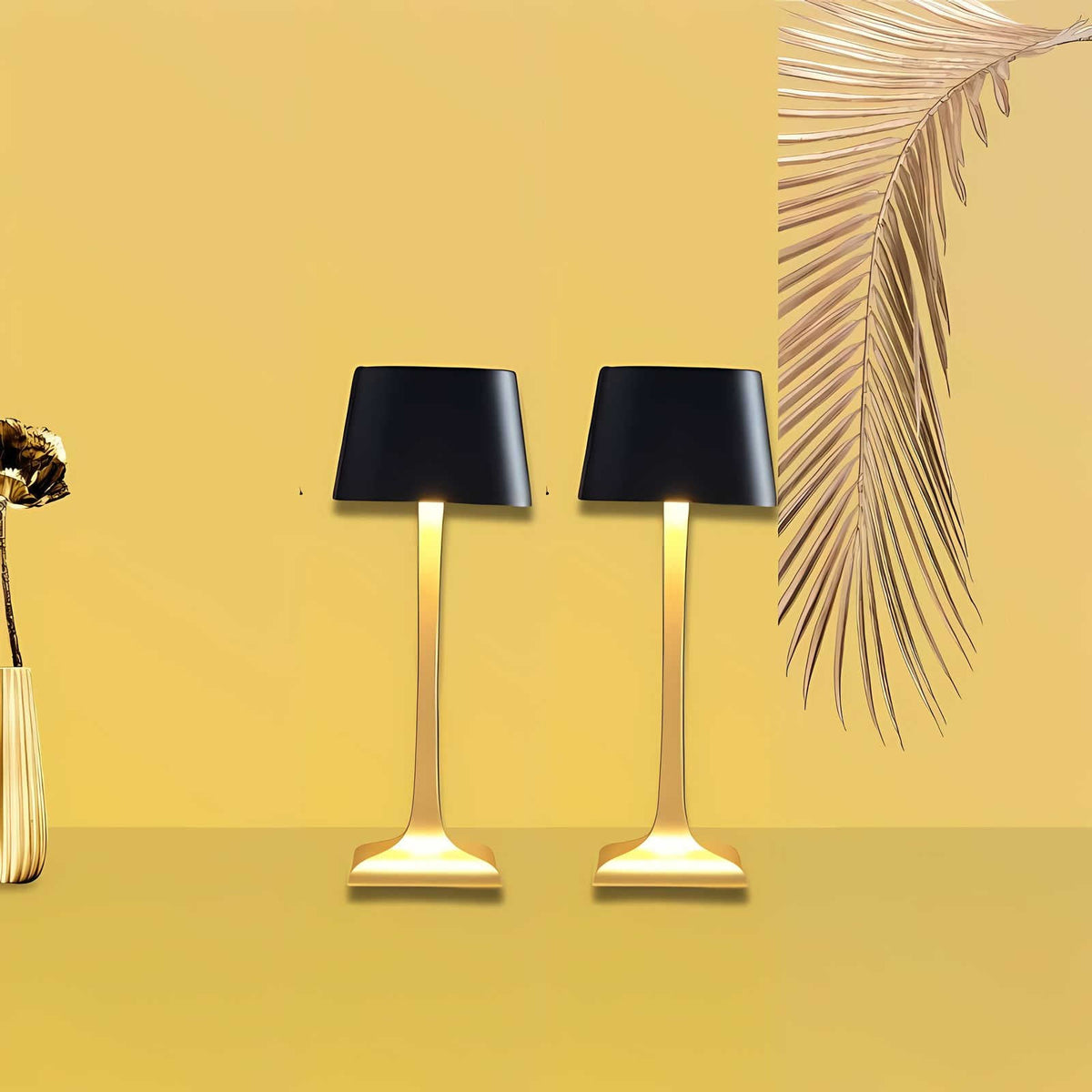 Cordless Table Lamp Two Tone Metal Rechargeable Dimmable for Living Room