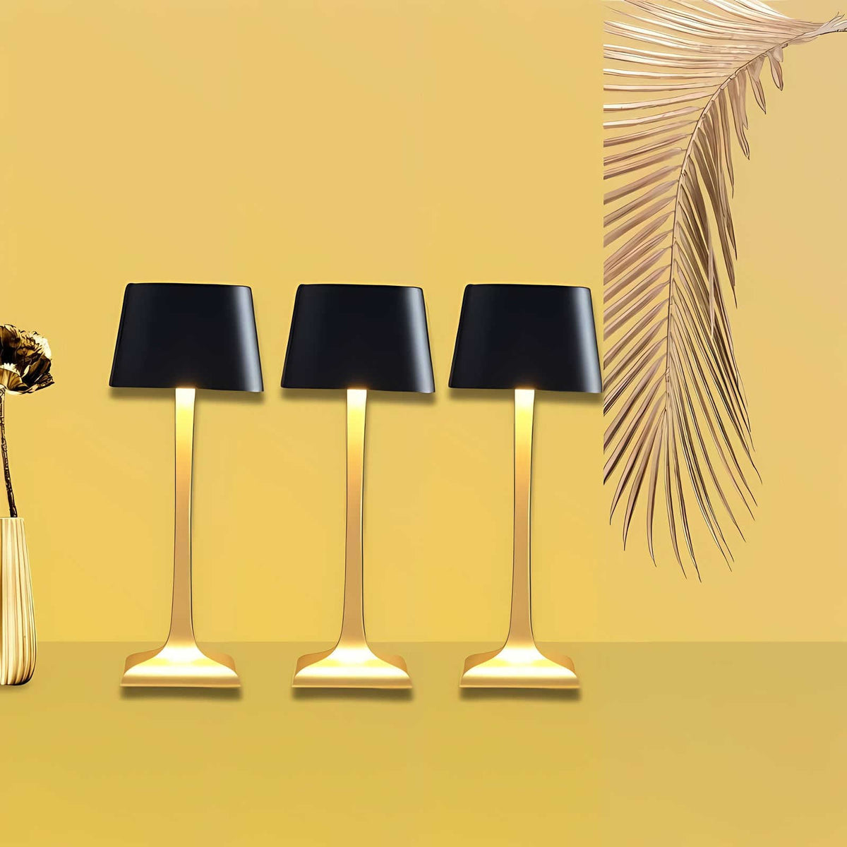 Cordless Table Lamp Two Tone Metal Rechargeable Dimmable for Living Room