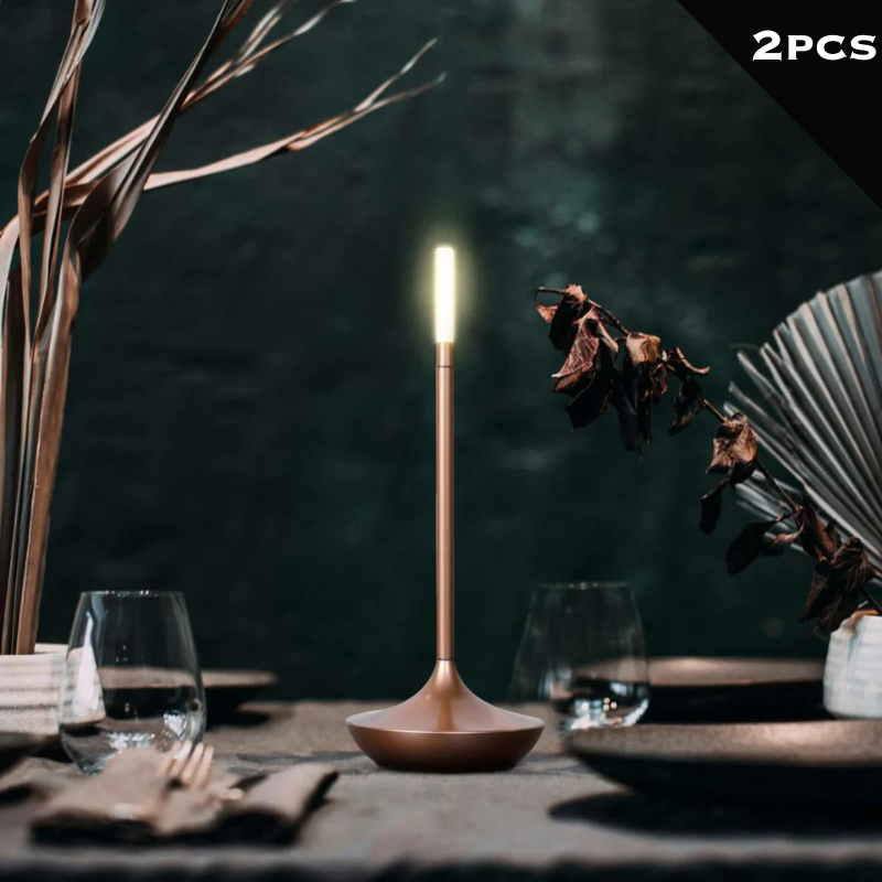 Cordless Table Lamp Rechargeable Brass Candle Glow for Dining and Patio