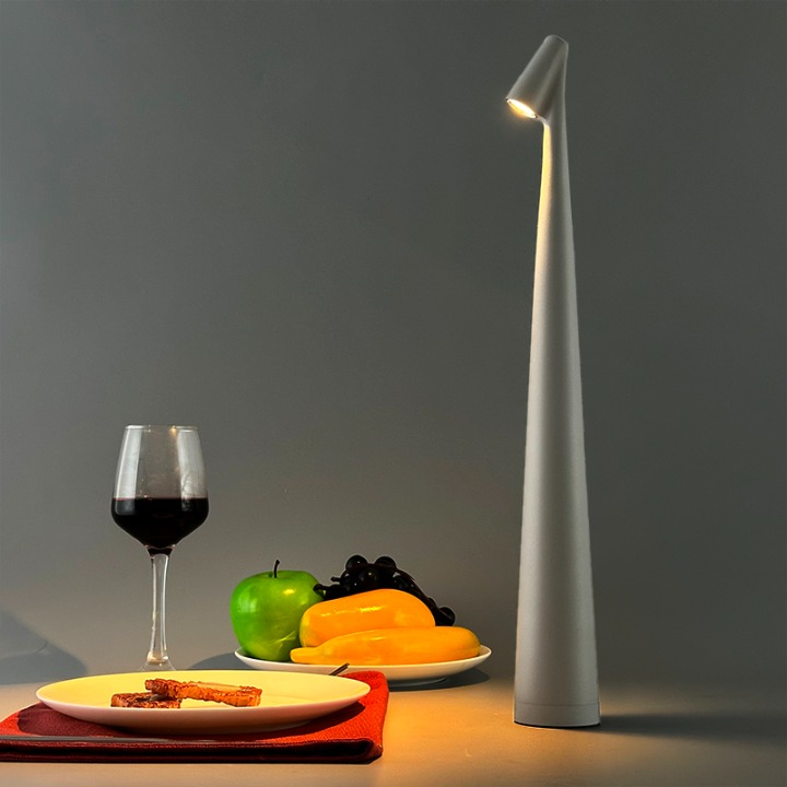 Cordless Table Lamp Aluminum Touch Dimmable Downward Shade for Reading