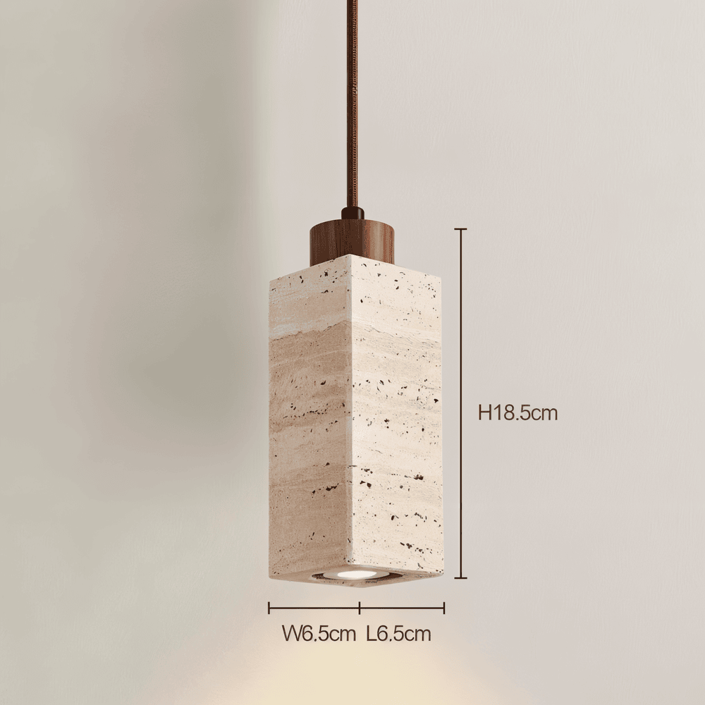 Hængende marmorpendellampe i natursten med downlight