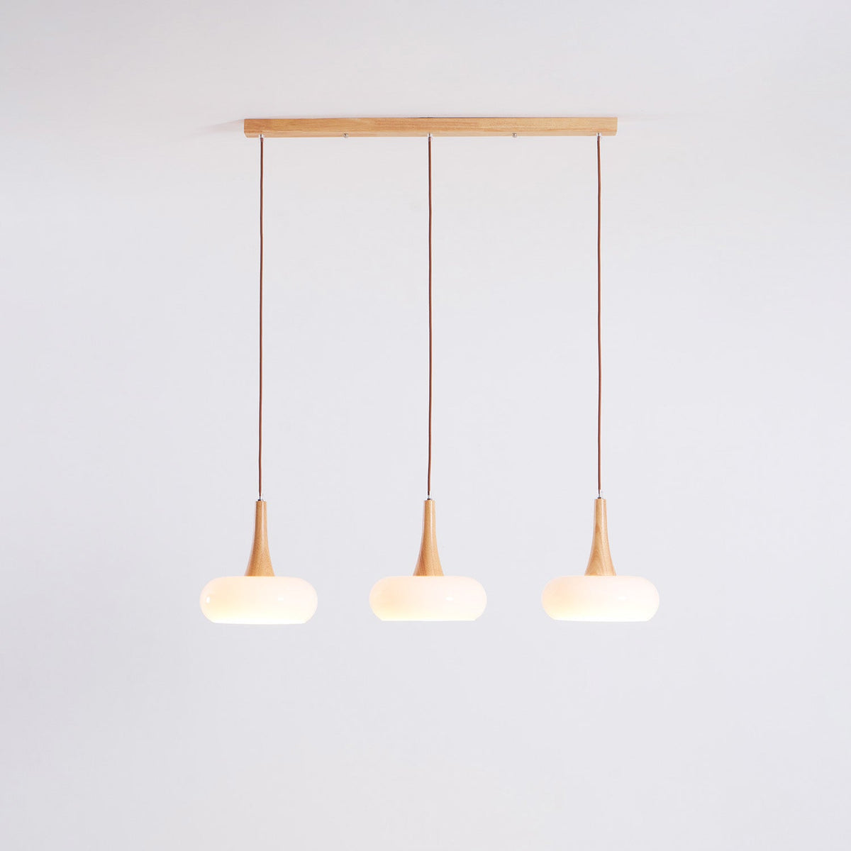 Glass Pendant Light with Wood Accent Bulbs Included for Kitchen Island