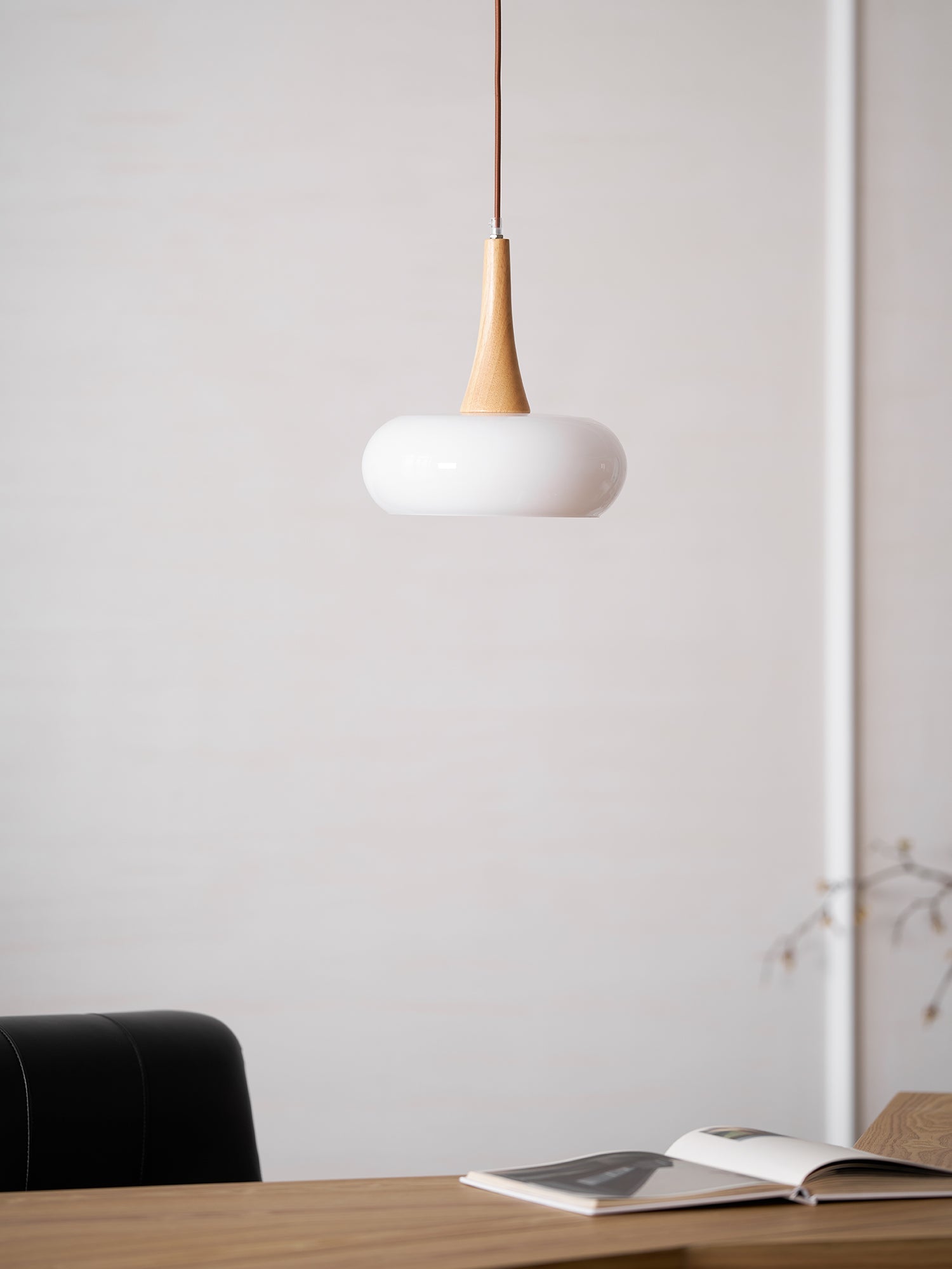 Glass Pendant Light with Wood Accent Bulbs Included for Kitchen Island