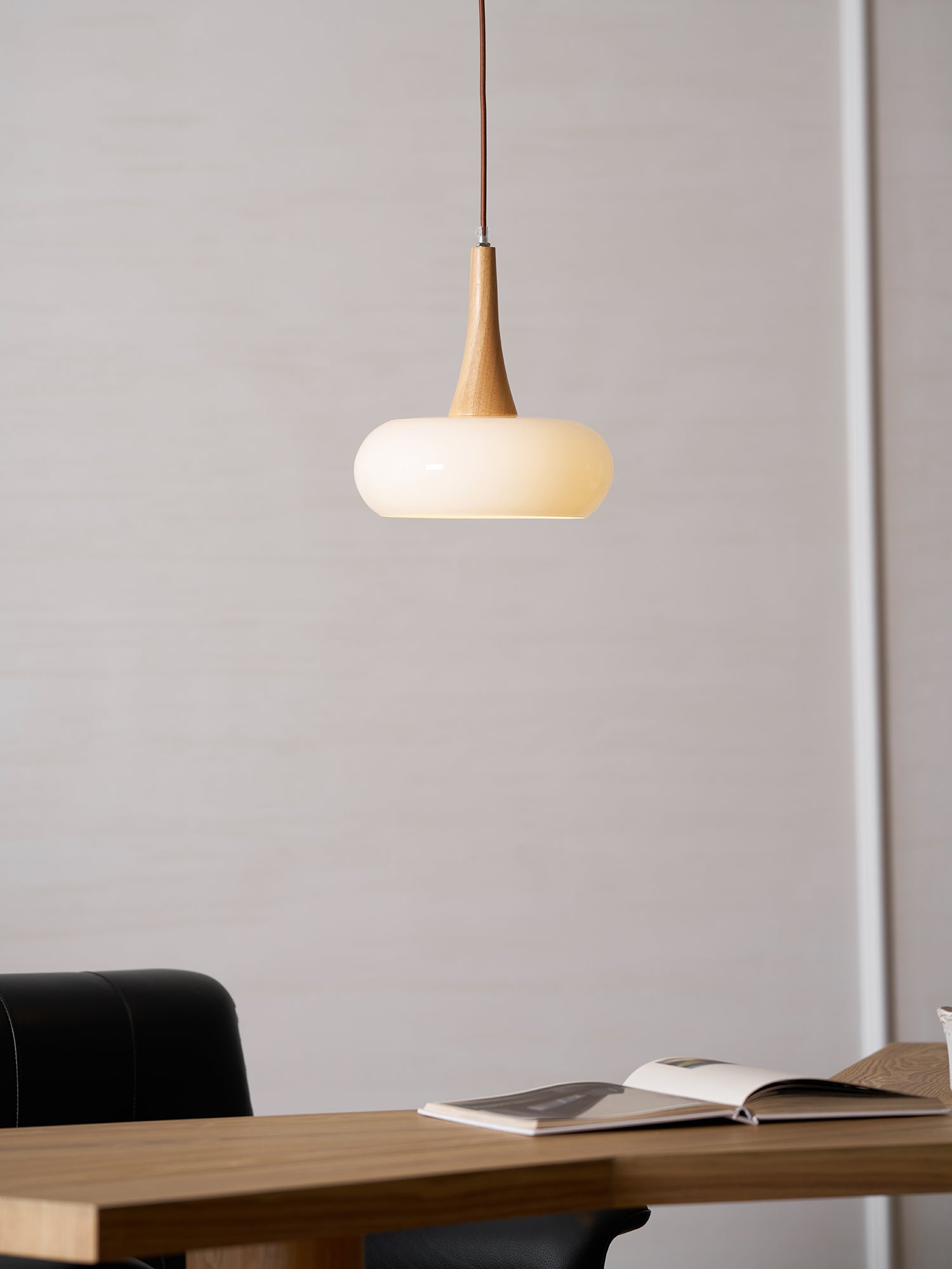 Glass Pendant Light with Wood Accent Bulbs Included for Kitchen Island