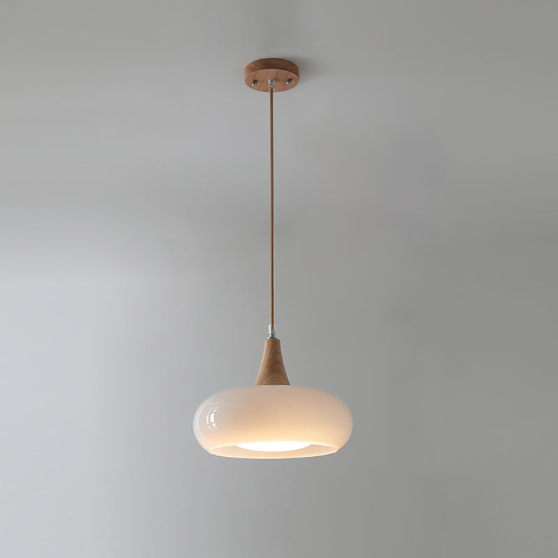 Glass Pendant Light with Wood Accent Bulbs Included for Kitchen Island