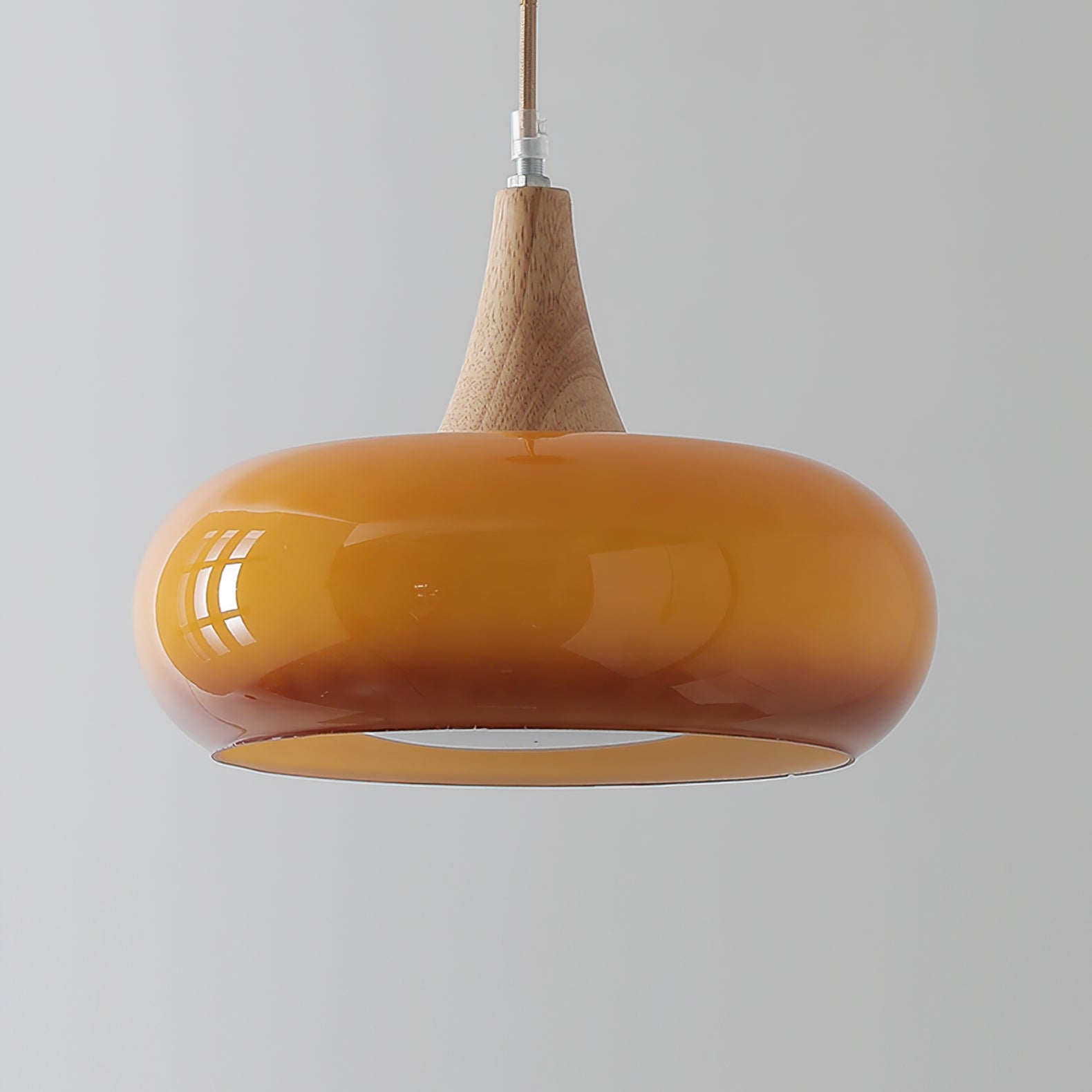 Glass Pendant Light with Wood Accent Bulbs Included for Kitchen Island