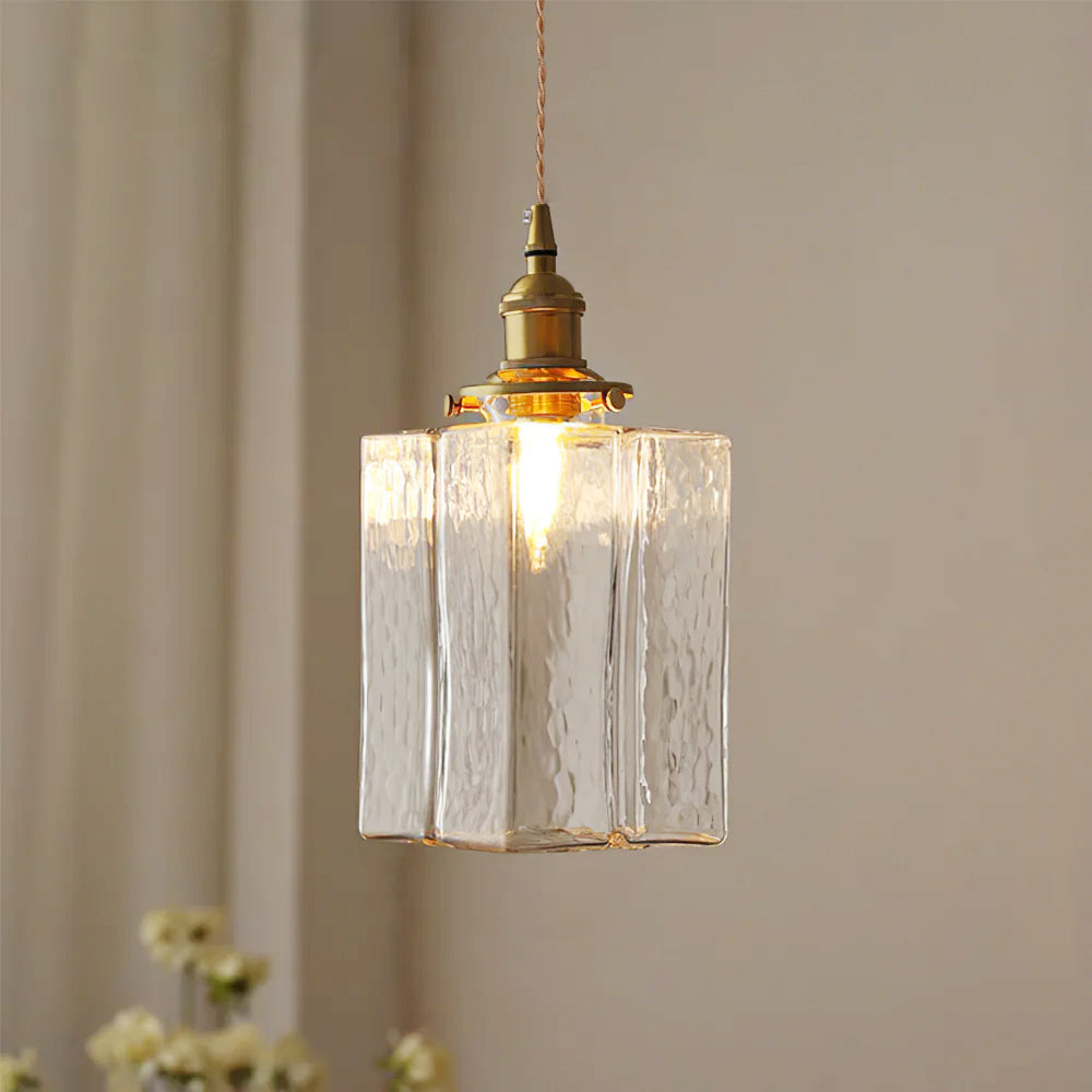 Hammered Glass Pendant Light Brass Frame Cluster Ready Kitchen Island