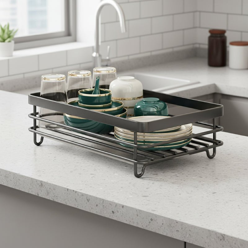 Stainless Steel Dish Drying Rack with Drainboard and Swivel Spout