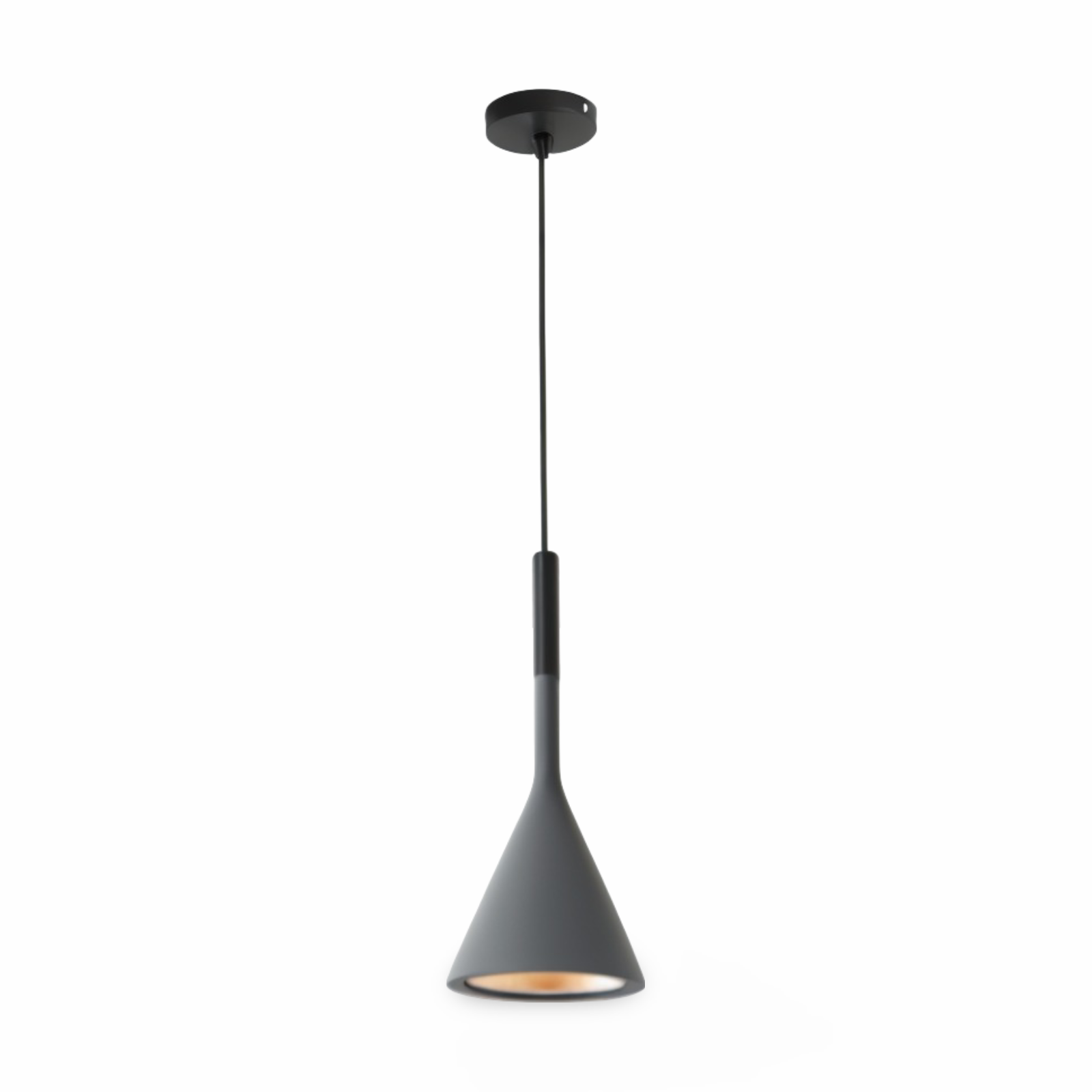 Konisk metalpendellampe med downlight