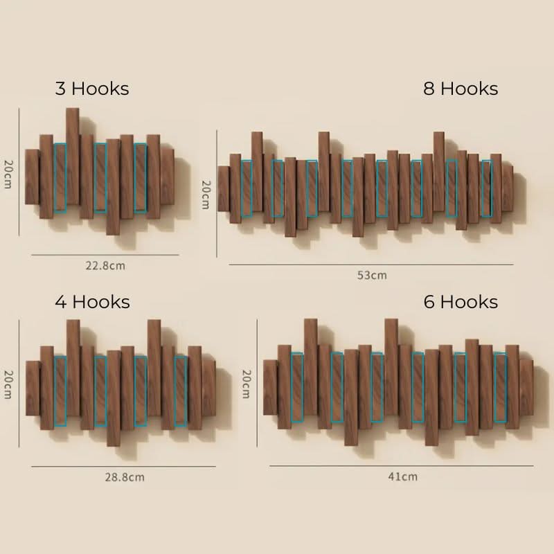 Wall Mounted Coat Rack Solid Wood with Folding Hooks