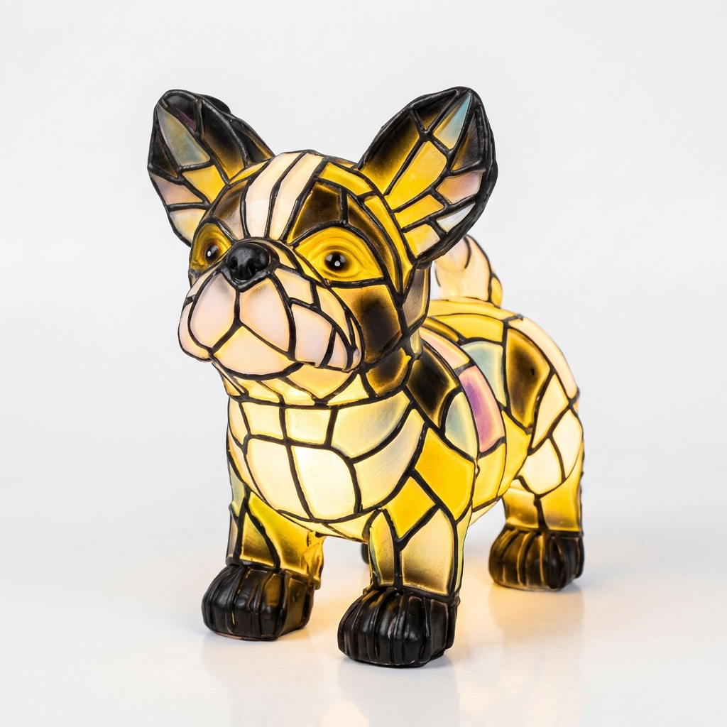LED table lamp in resin mosaic design for bedroom or living room