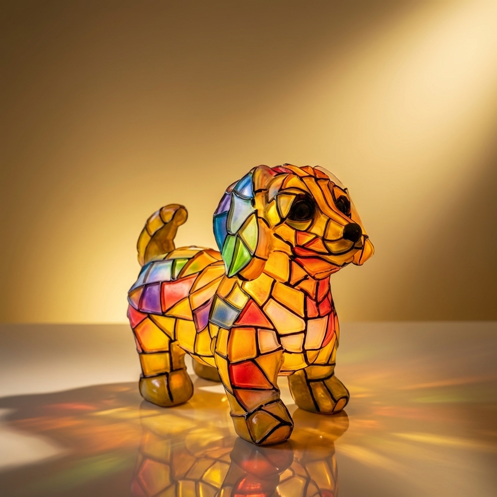 LED table lamp in resin mosaic design for bedroom or living room