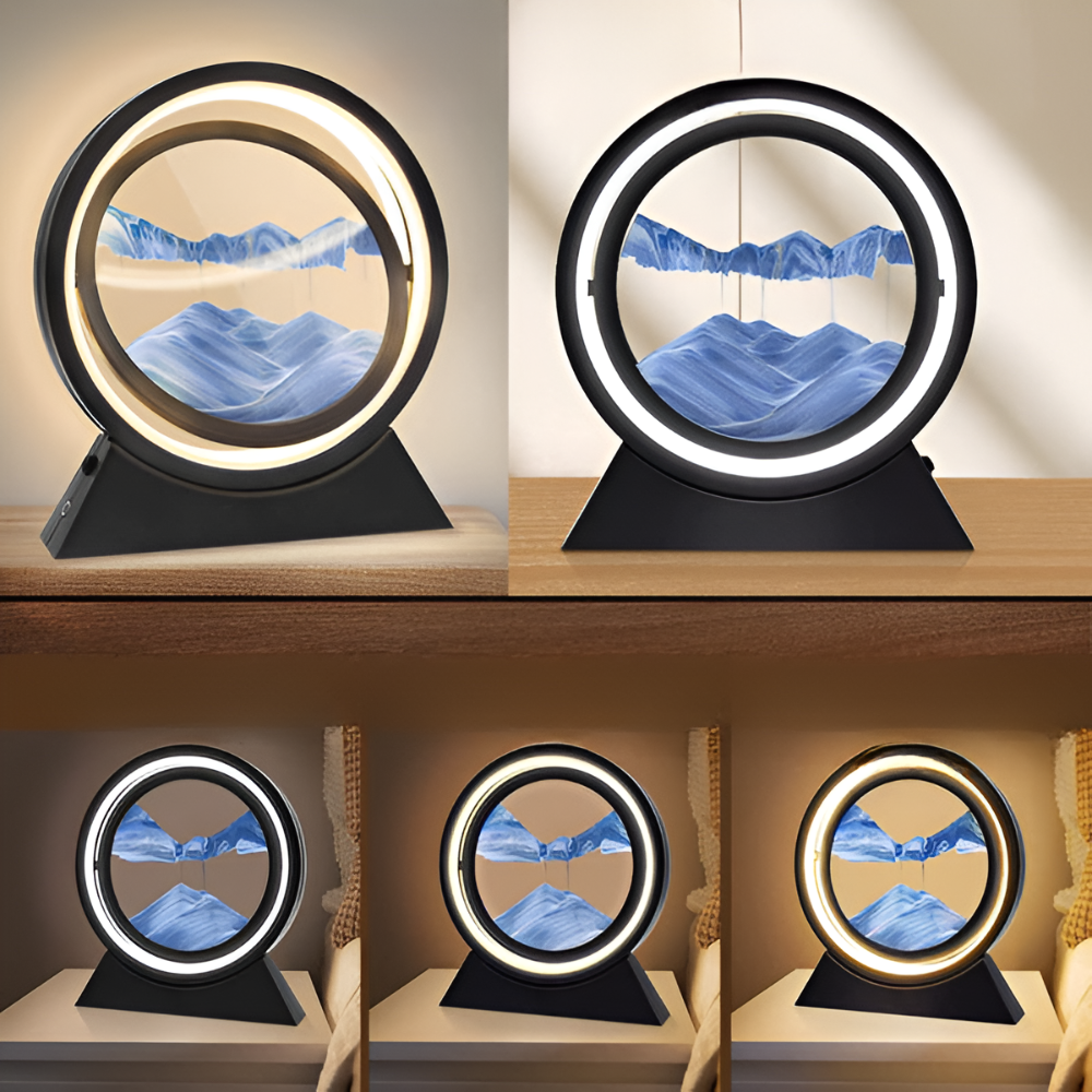 LED-bordlampe med 3D-aroterbart dekorativt design