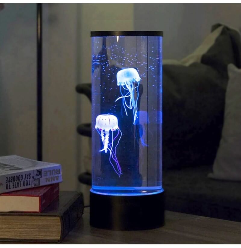 LED Jellyfish Lampe med Fjernbetjening Farveskiftende Sensorisk Belysning