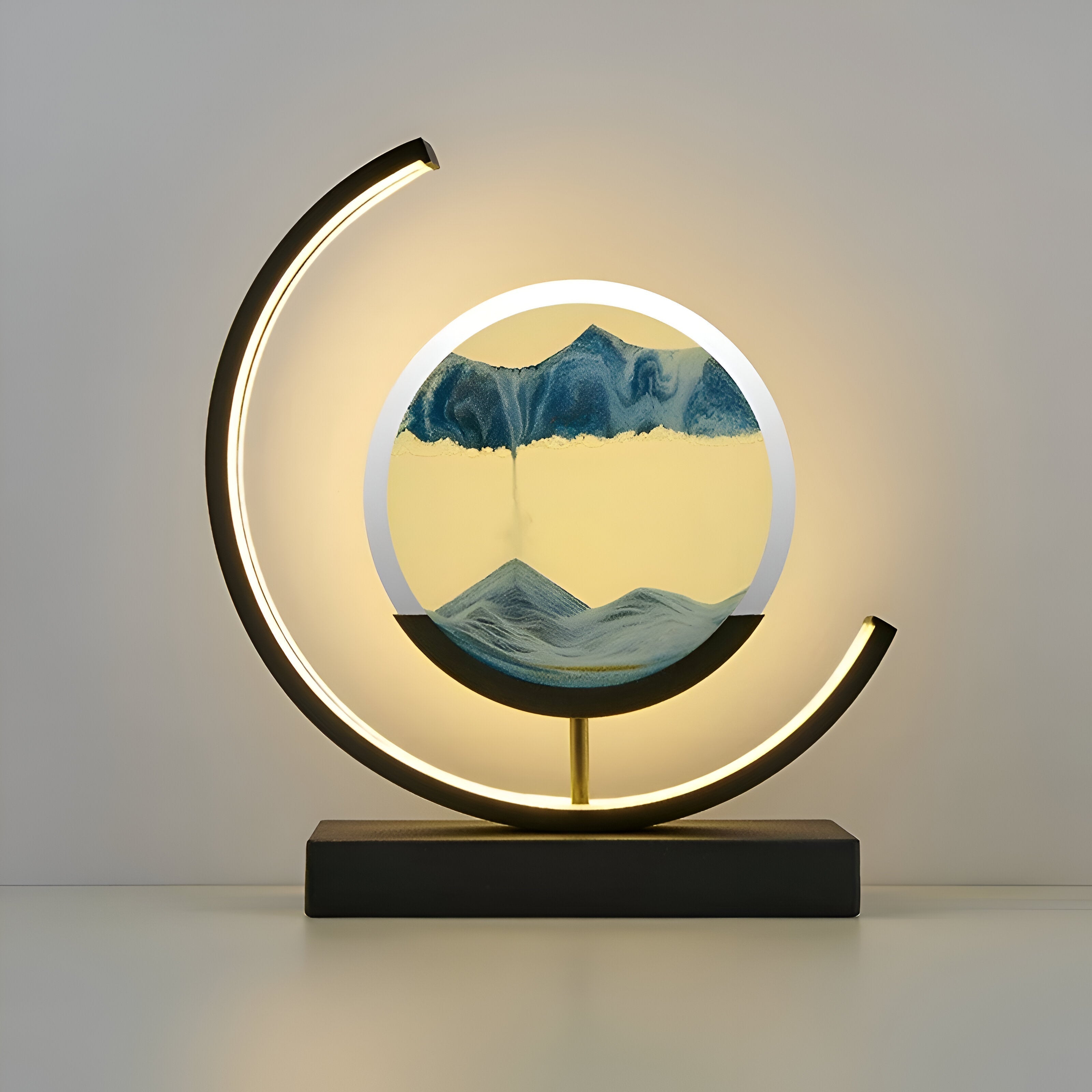 LED bordlampe med 3D sandkunst Dæmpbart dekorativt design med bevægeligt sandbillede