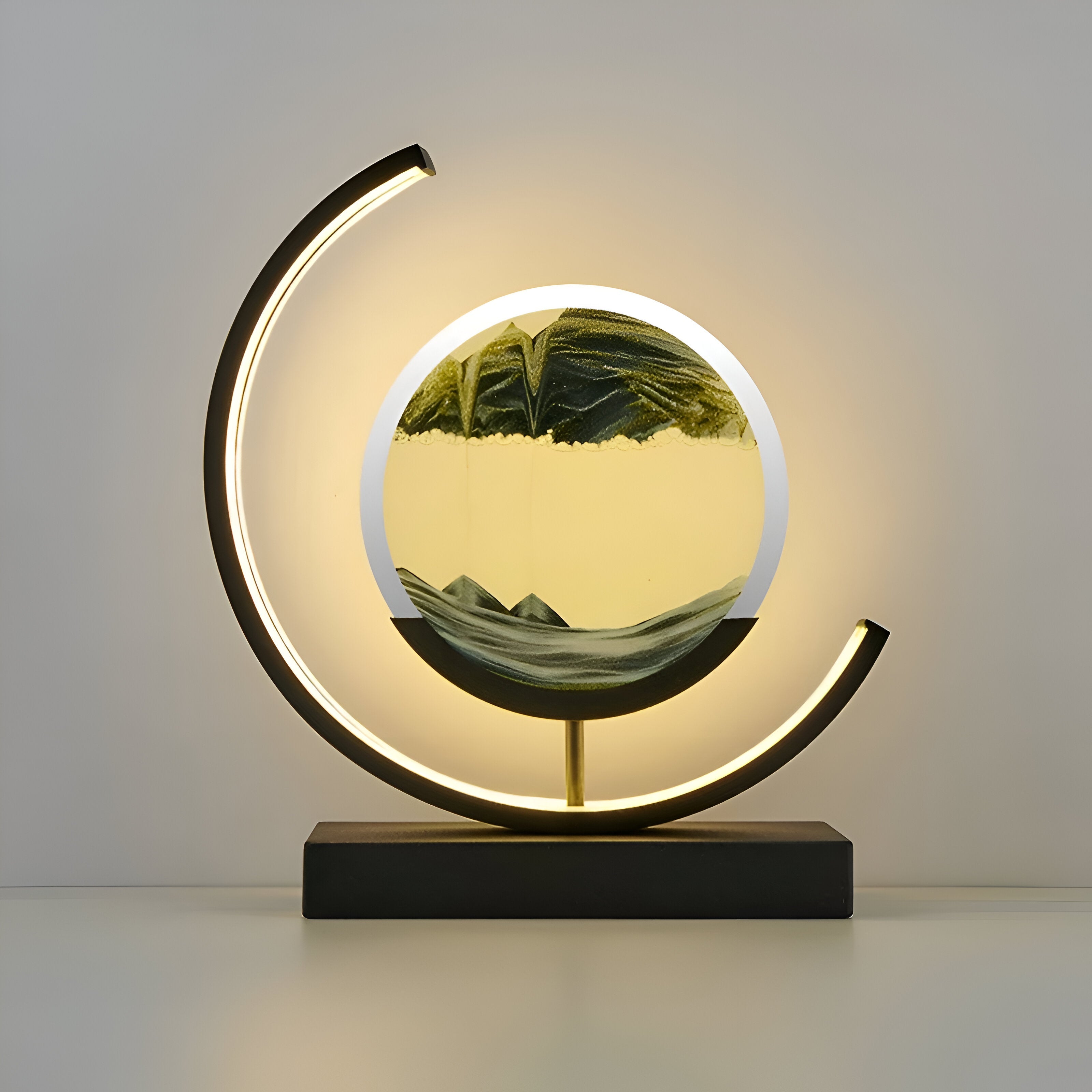 LED bordlampe med 3D sandkunst Dæmpbart dekorativt design med bevægeligt sandbillede