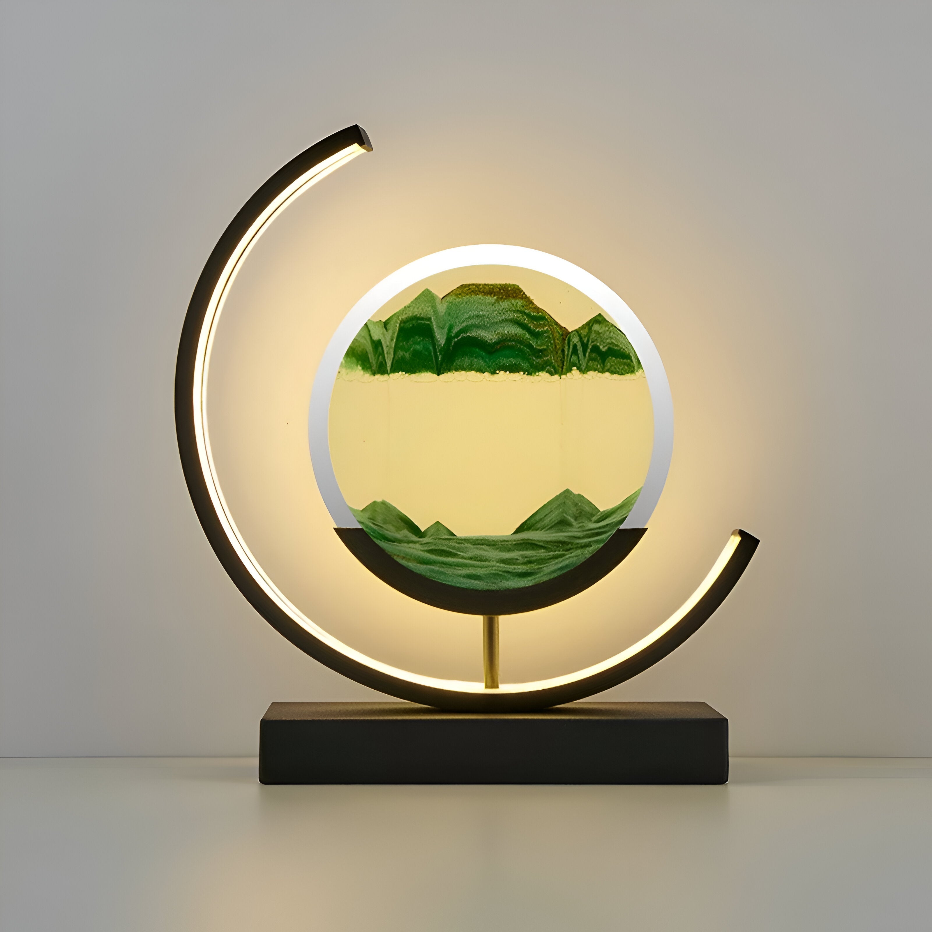 LED bordlampe med 3D sandkunst Dæmpbart dekorativt design med bevægeligt sandbillede