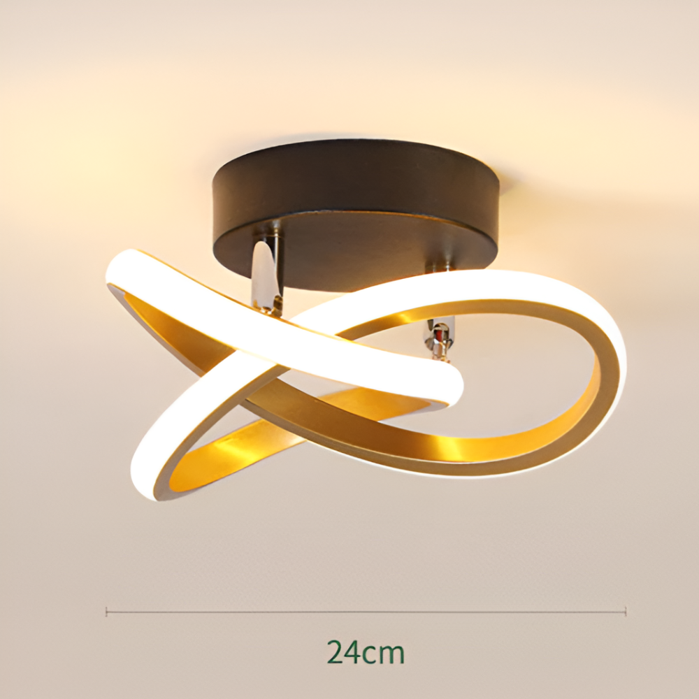 LED loftlampe med skulpturelt snoet design