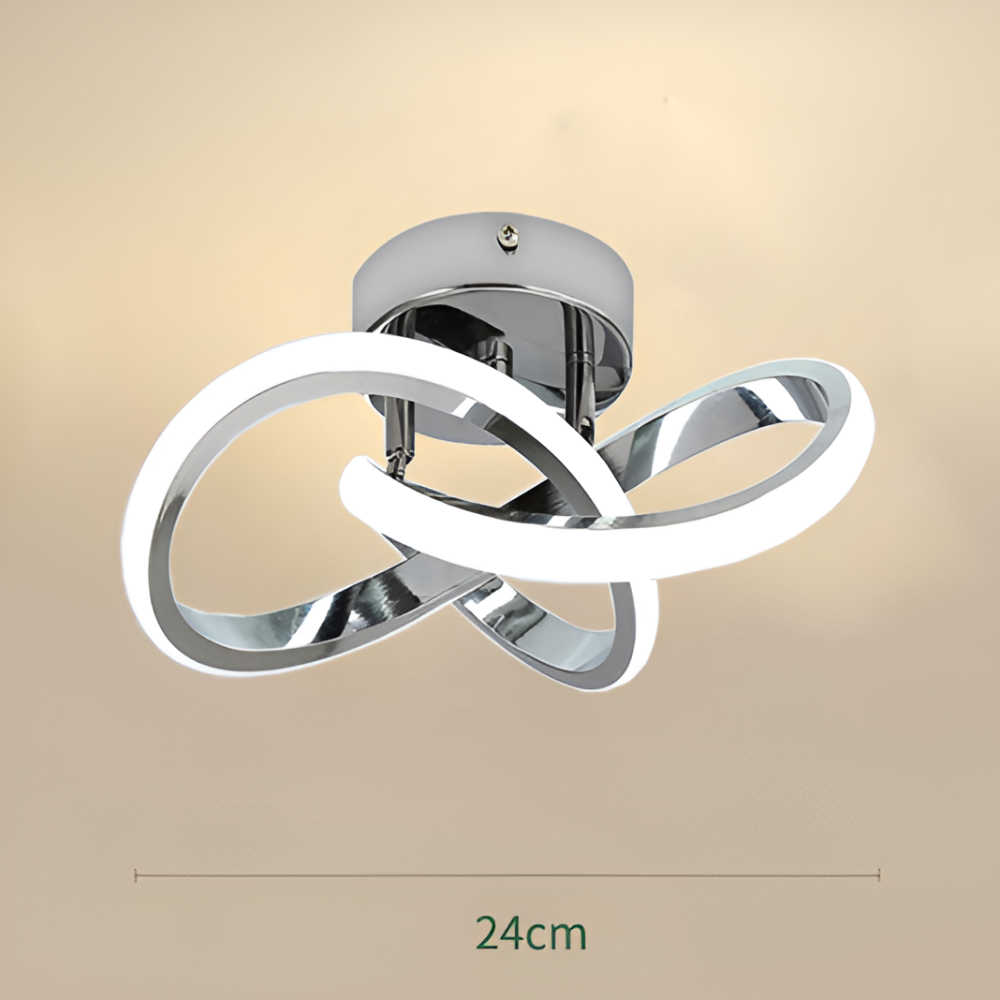 LED loftlampe med skulpturelt snoet design