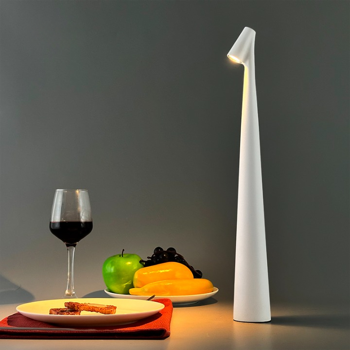 Cordless Table Lamp Aluminum Touch Dimmable Downward Shade for Reading