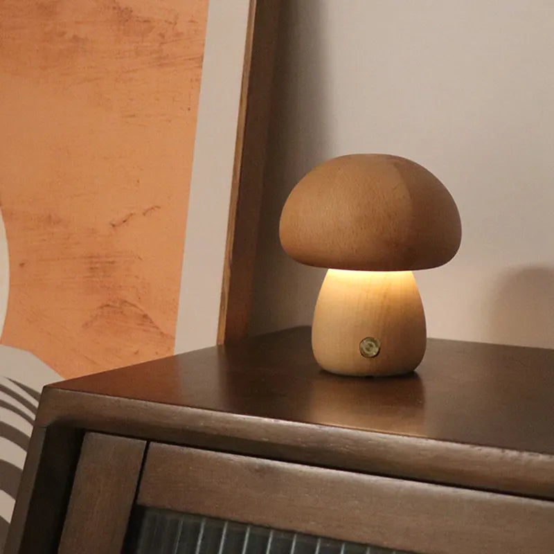 Ledningsfri bordlampe med paddehatte genopladelig LED med touchfunktion