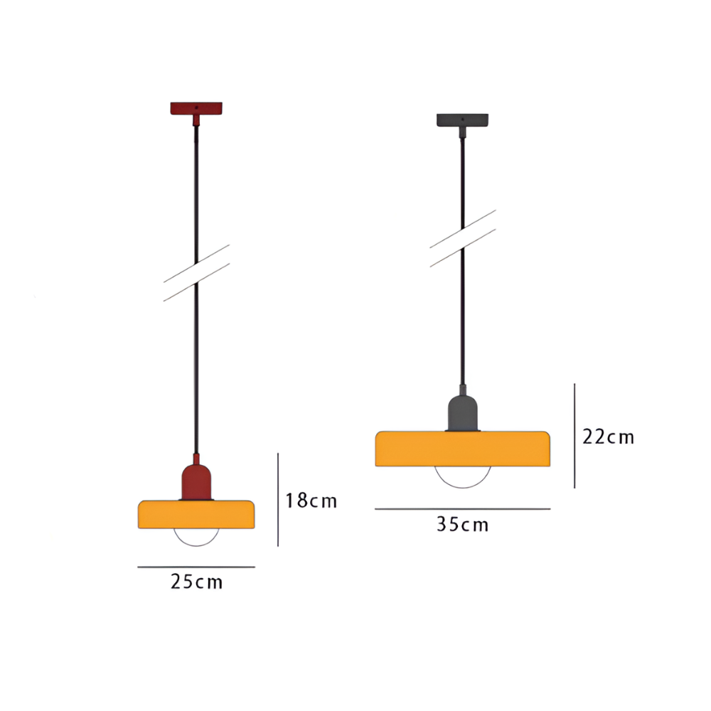 Loftslampe med pendel flad glasskærm med kuglepære