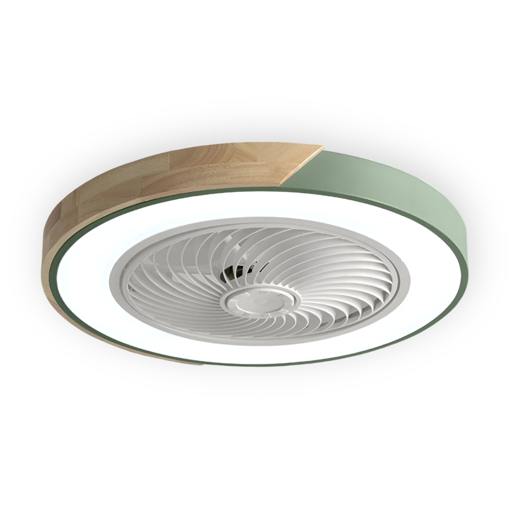 Loftventilator LED lampe med træ og metalramme