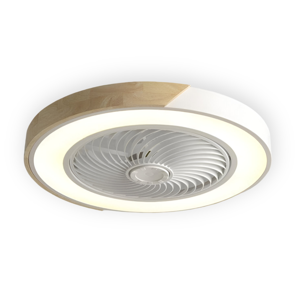 Loftventilator LED lampe med træ og metalramme