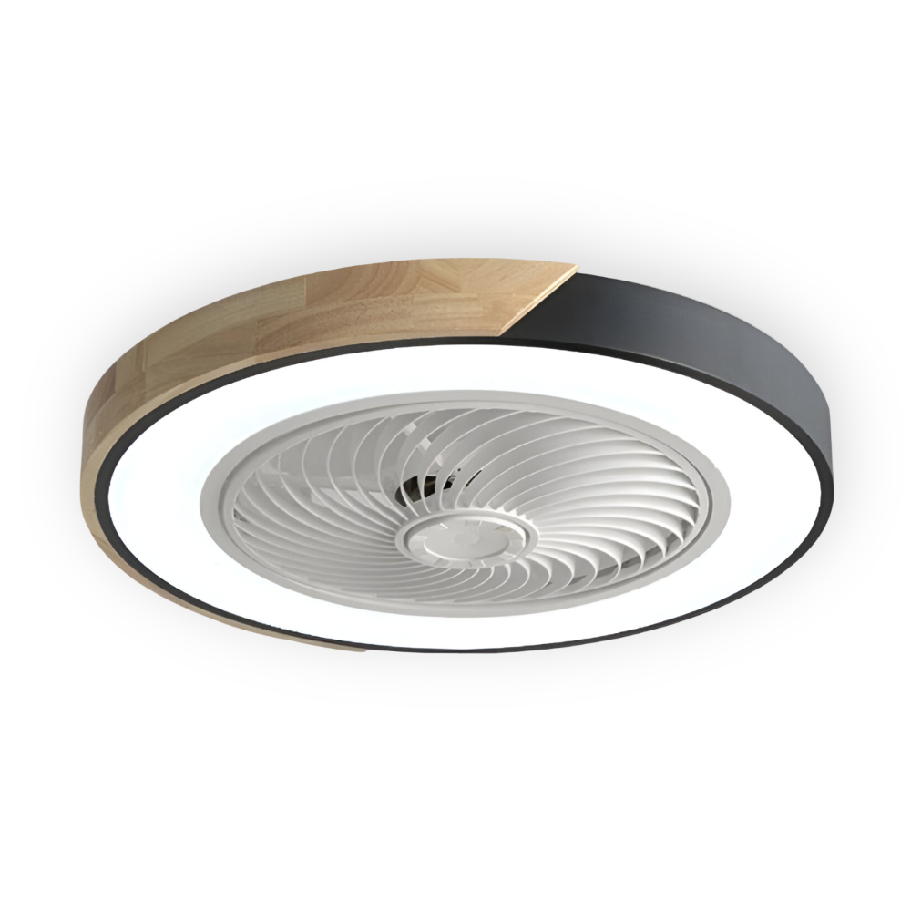Loftventilator LED lampe med træ og metalramme