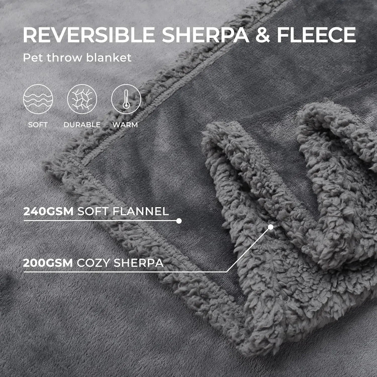 Waterproof Throw Blanket Reversible Sherpa and Flannel