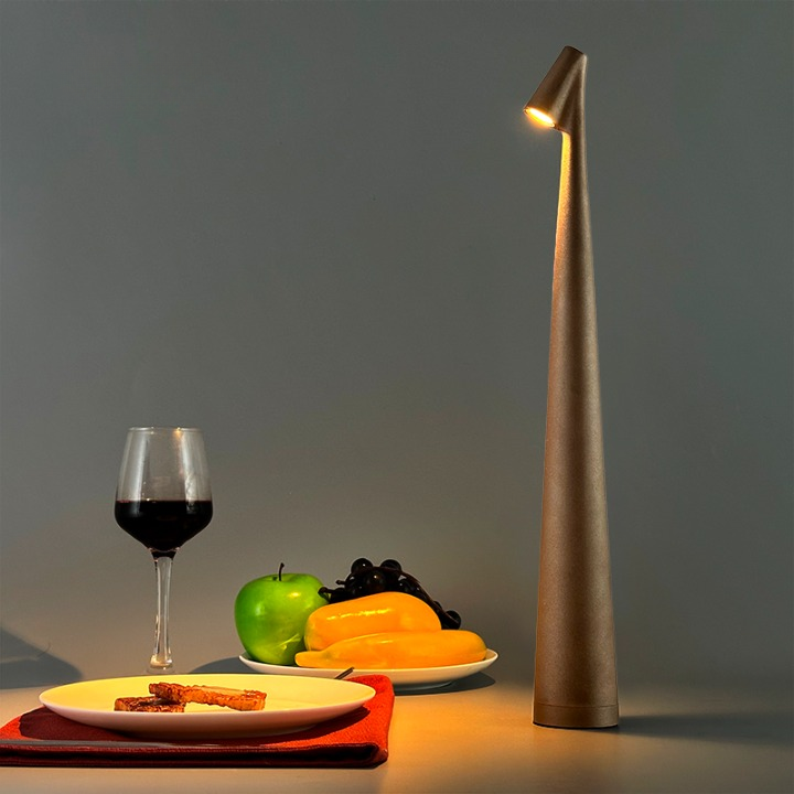 Cordless Table Lamp Aluminum Touch Dimmable Downward Shade for Reading