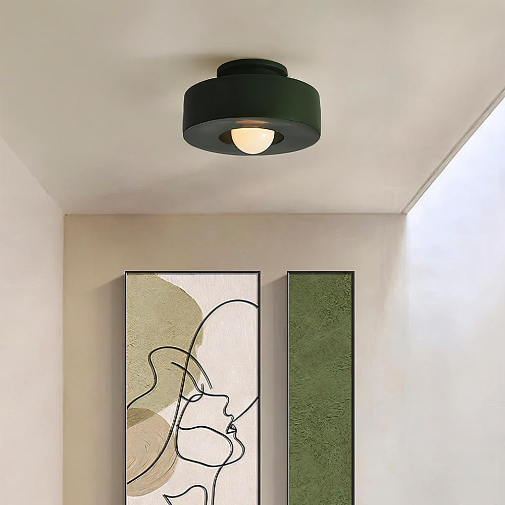 Metal loftlampe med rund cylinderform