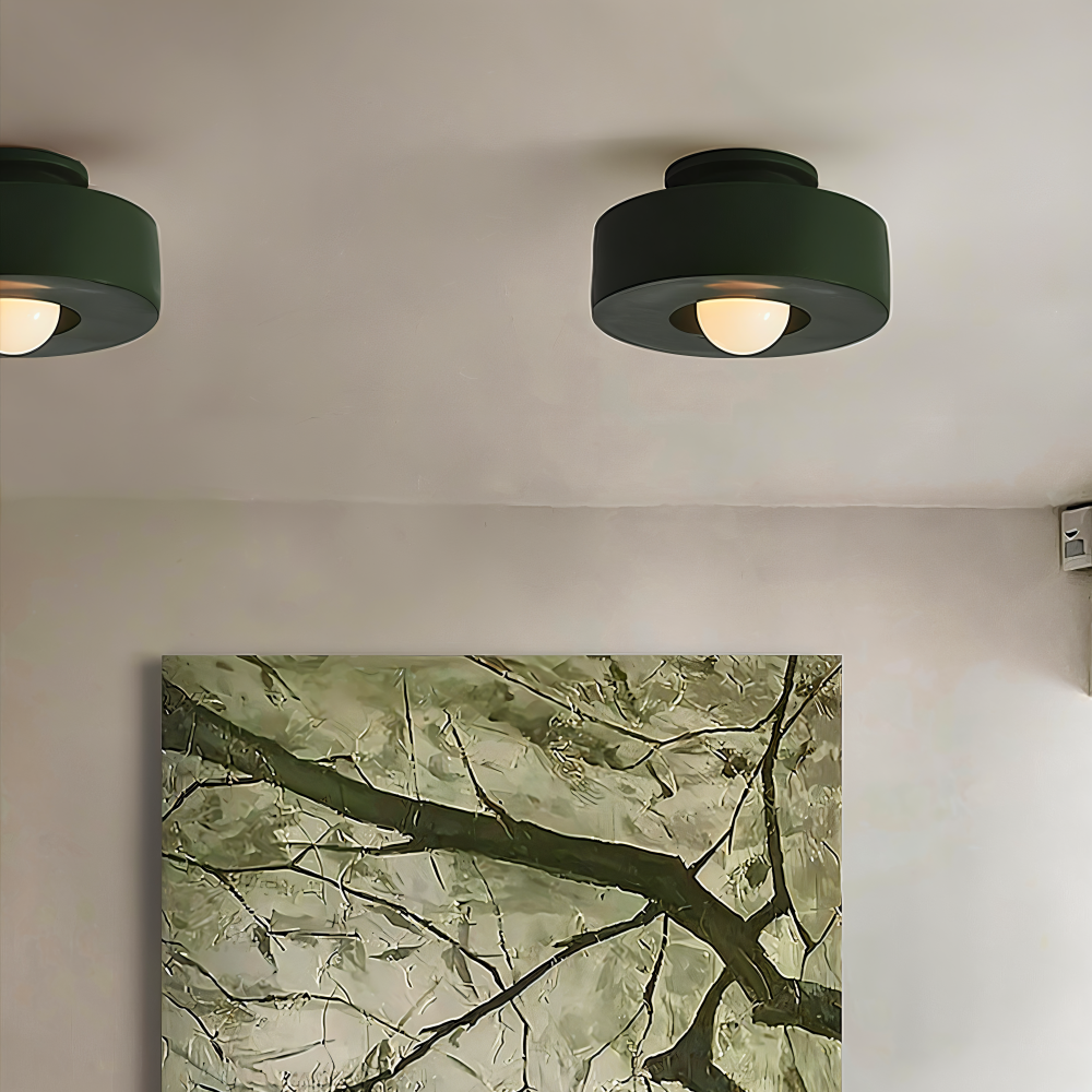 Metal loftlampe med rund cylinderform