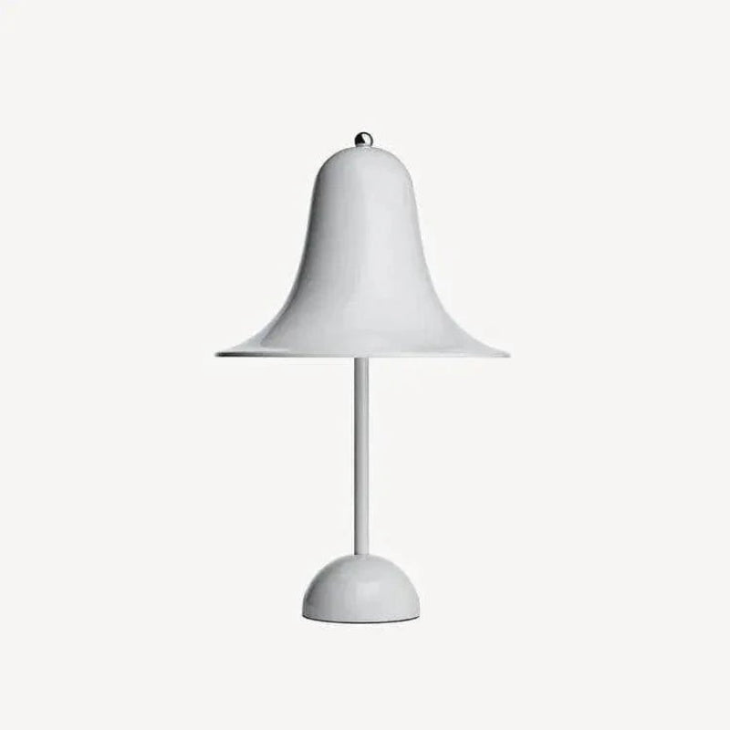 Metalbordlampe med urskærm og rund fod