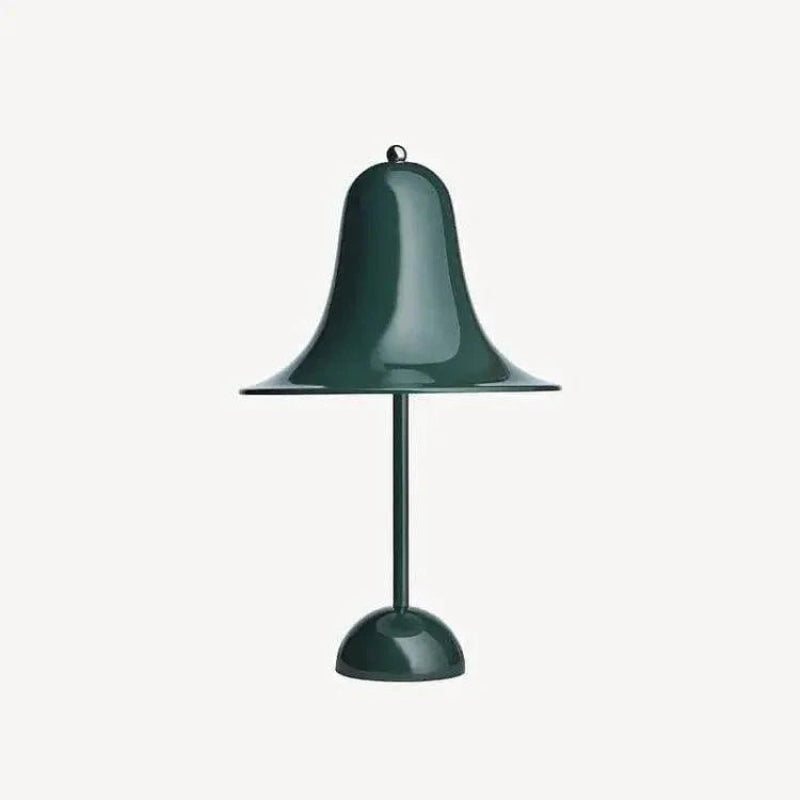Metalbordlampe med urskærm og rund fod