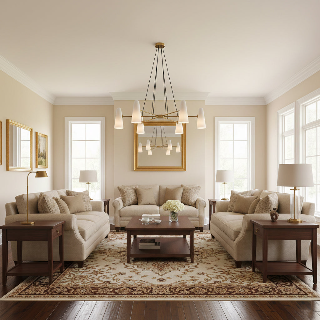 Brass Chandelier with White Glass Shades Candelabra Base Dining Room
