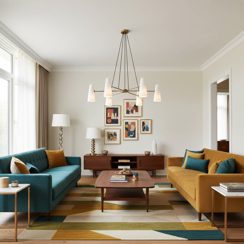Brass Chandelier with White Glass Shades Candelabra Base Dining Room