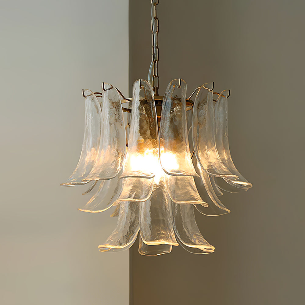 Murano Style Glass Petal Chandelier Hand Formed Glass Copper Frame