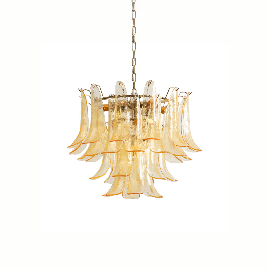 Murano Style Glass Petal Chandelier Hand Formed Glass Copper Frame