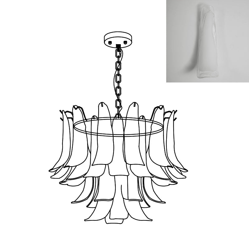 Murano Style Glass Petal Chandelier Hand Formed Glass Copper Frame
